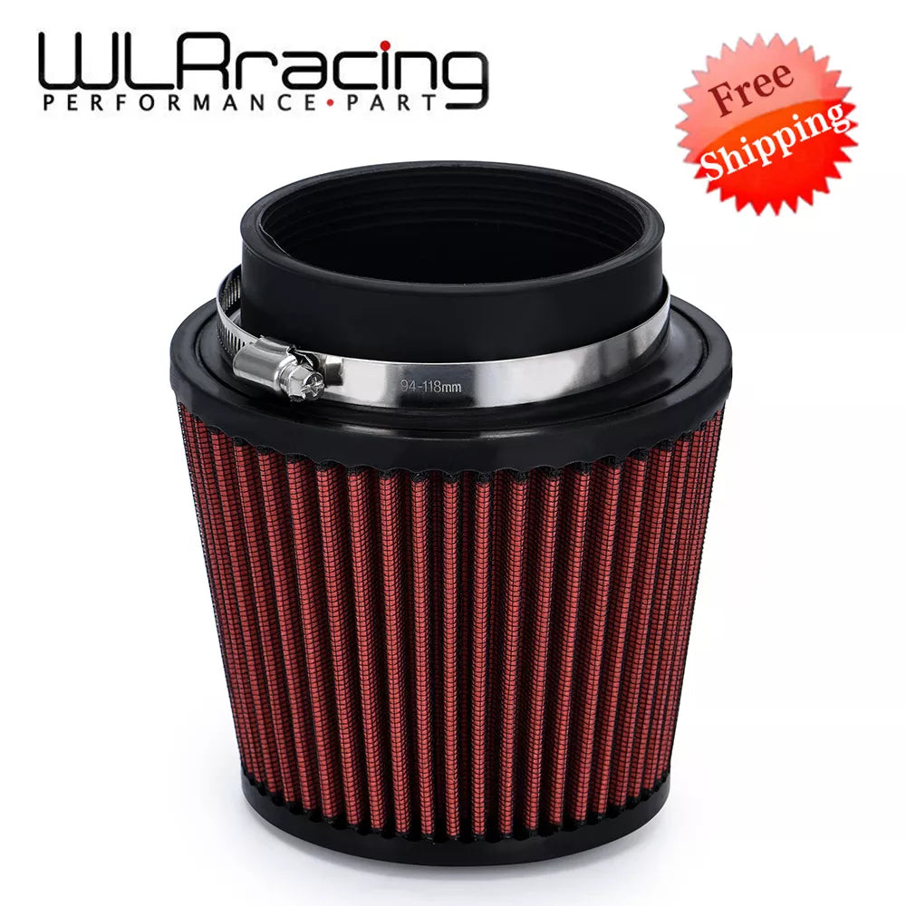 Neck 4" 100mm Universal Car High Flow Cold Air Intake Air Filter Power Intake Air Inlet System Mushroom Head Air Cleaner Red