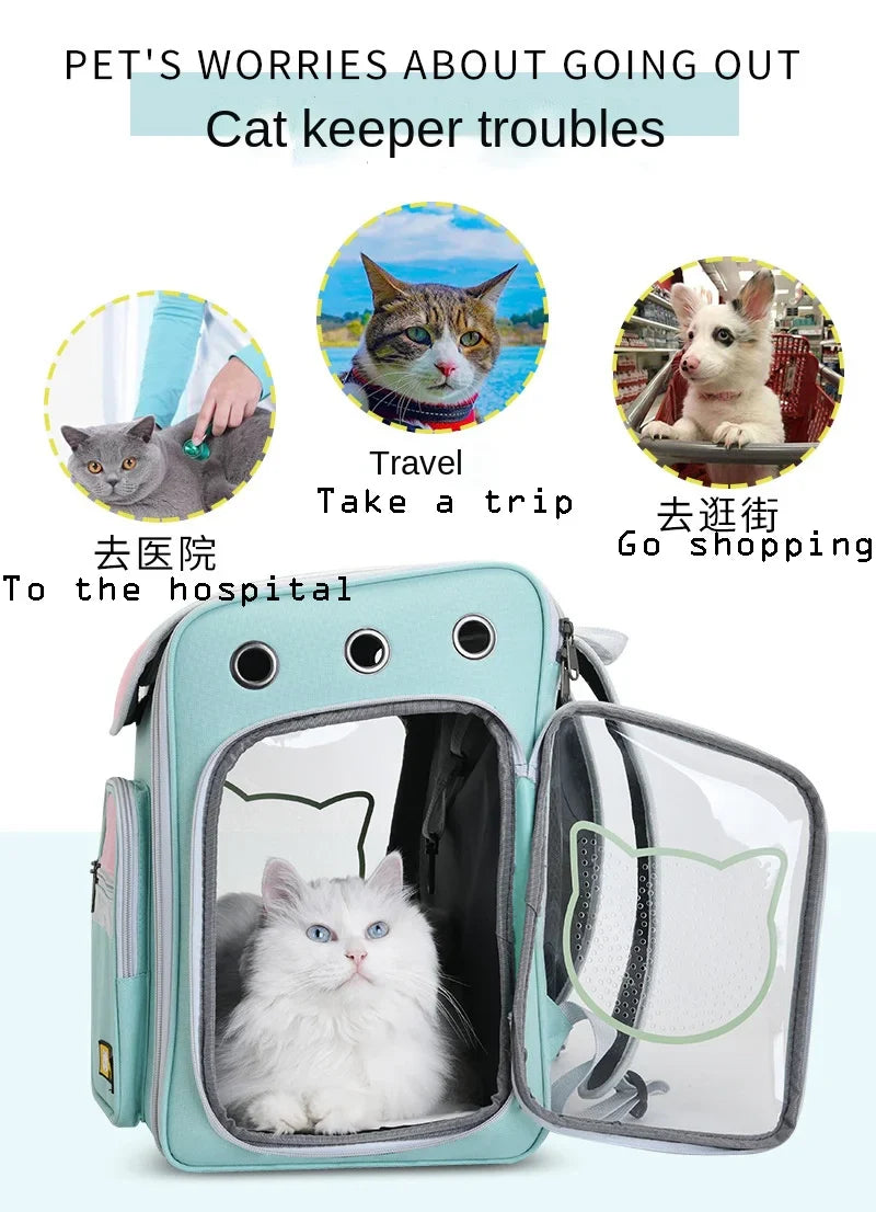 Pet Stroller Transportation Carrier for Dogs Backpack Travel Carrier Cat Transport Cage Adjustable Detachable Carrying Backpack