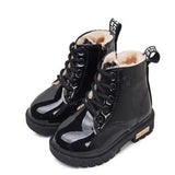 New Children Shoes Boots for Children Size 21-37  Boots for Girl PU Leather Waterproof Winter Kids Snow Shoes Girls Boots