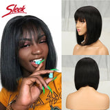 Sleek Short Bob Wigs With Bang Brazilian Straight Hair Wigs For Women Brown P4/30# Glueless Machine Made Cheap Human Hair Wigs