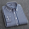 Mens Dress Shirts Striped Long Sleeve Spring Autumn Smart Casual Business Non-Ironing Slim Fit Formal Men's Shirt Blue White