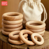 Mamihome 50pc 40mm-70mm Beech Wooden Rings Baby Teether BPA Free Wooden Blank Rodent DIY Nursing Bracelets Children'S Goods Toys