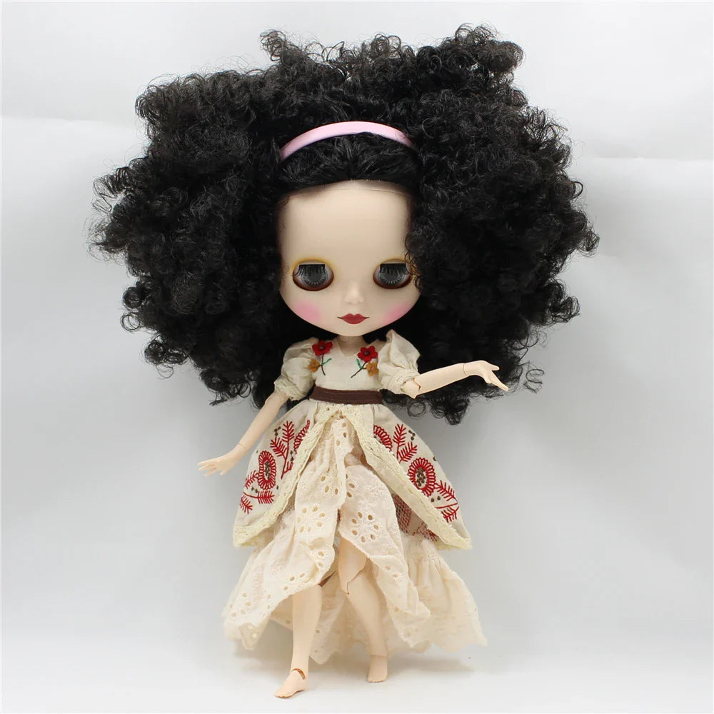 ICY DBS Blyth doll 1/6 bjd joint body white skin matte face dark skin shiny face curly hair afro hair toy 30cm