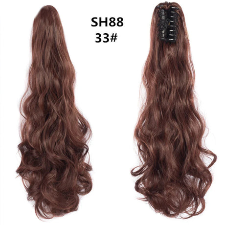 Budabuda 24Inch Long Straight Ponytail Hair Extensions For Women Synthetic Claw On Ponytail Hairpiece Black Blonde Brown