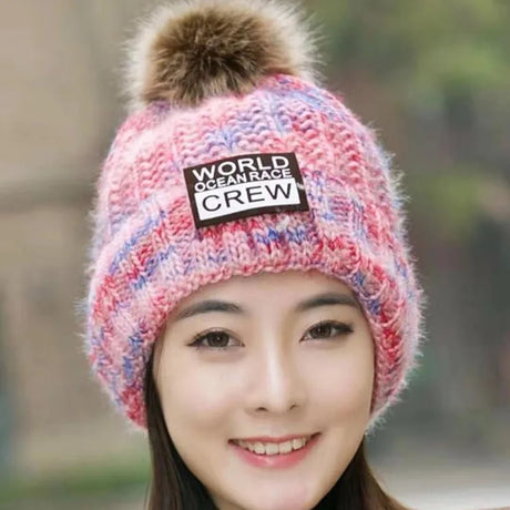 Winter Hats for Woman Thicker Beanies Knitted Cap Elder Autumn Beanie Chenille Ball Hats Fleece-lined Warmer Bonnet Casual Cap