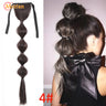 MEIFAN Synthetic Long Hair Lantern Bubble Ponytail Clip in Drawstring Brown Bubble Braids Natural Fake Pony Tail Hair Extensions