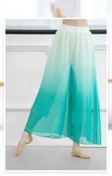 Modern Dance Costume Wide Leg Chiffon Practice Pant Elastic Waist Gradient Dance Pants Classical Dancing Wear For Women