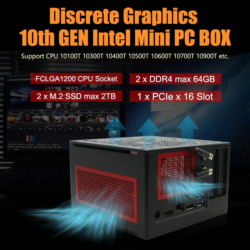 DIY Mini Computer Intel Core i3 10100T i5 10600T Desktop Gaming PC Windows 10 OS HDMI DP 4K 60HZ PCIE*16 Half-Height GPU HTPC