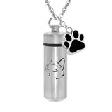 Lovely Pet Paw Cylinder Cremation Pendant Jewelry Ashes Holder Keepsake Cat Dog Memorial Urn Necklace Aluminum Alloy