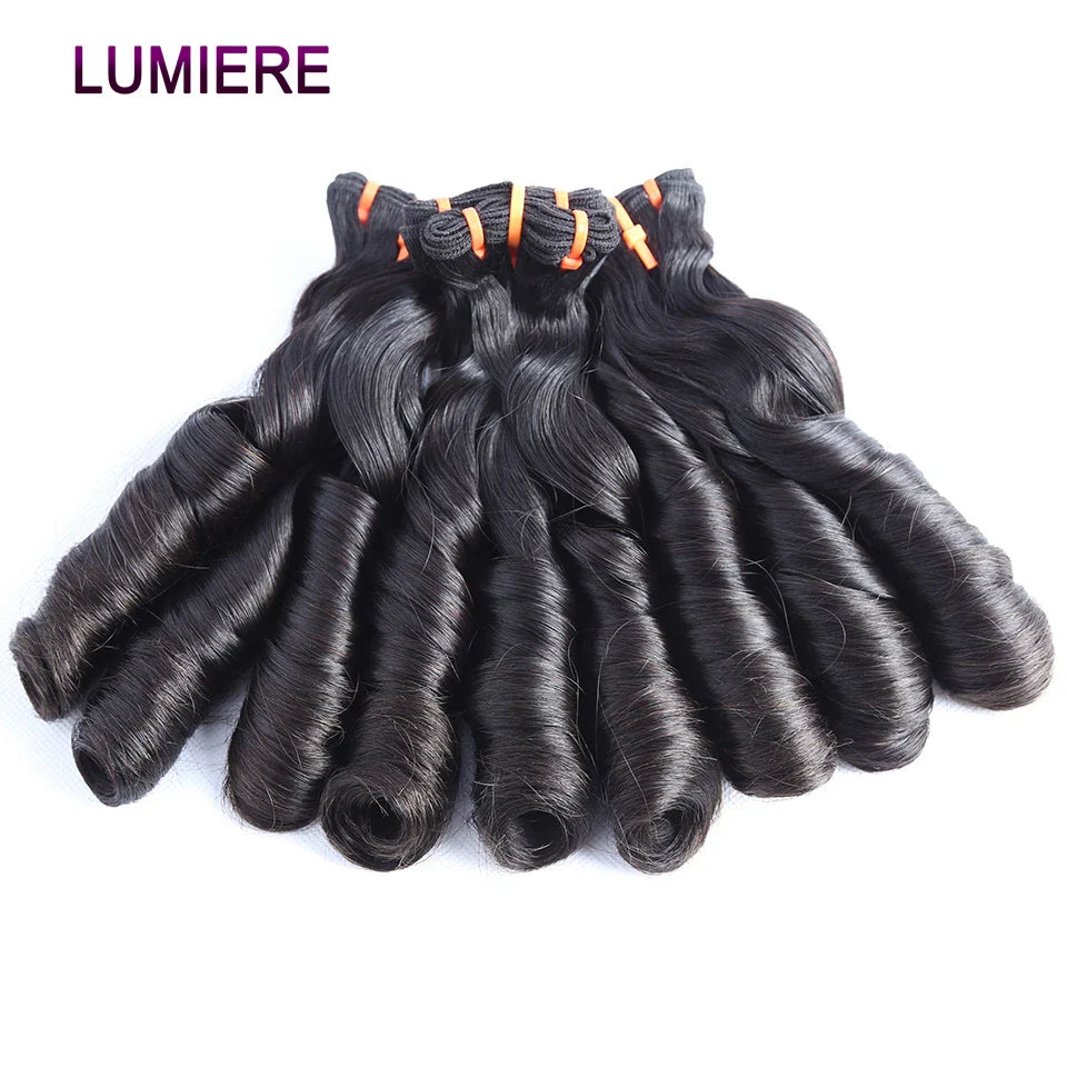 Brazilian Spring Curl Funmi Human Hair Weaves Bundles Human Hair Extensions Natural Black Color Curly Hair 1/3/4 Bundles Deal