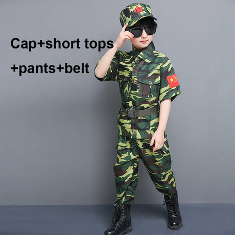 New Military Uniform For Kids Training Suit Boy Special Force Combat Jacket Pants Set Army Camouflage Children Soldier Clothes