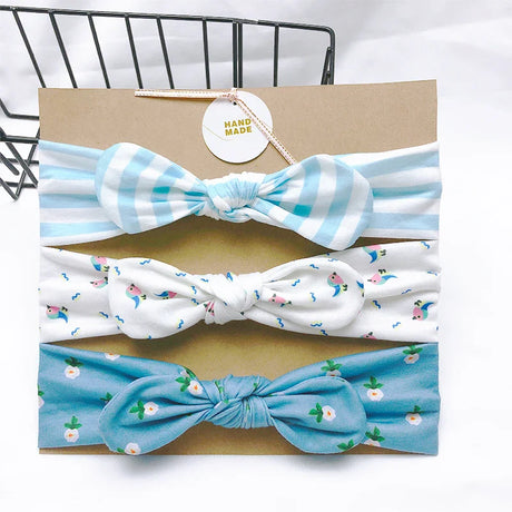 3pcs/lot Solid Nylon baby headband Bow Headbands For Cute Kids  Indian Turban Knot Rabbit Cotton Kids Hair Accessories