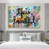 Life is Beautiful Banksy Graffiti Art Canvas Paintings on the Wall Art Posters and Prints Abstract Street Pictures Home Decor