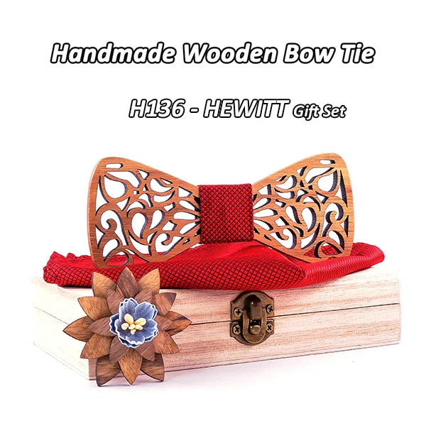 Mahoosive New Floral Wood Bow Ties for Men Bowtie Hollow Butterflies Wedding suit wooden bowtie Shirt krawatte Bowknots Slim tie