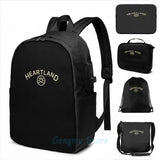 Funny Graphic print heartland ranch clothing USB Charge Backpack Men School Bags Women Bag Travel Laptop bag