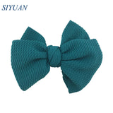 20pcs/lot High Quality 4.5'' Solid Seersucker Waffle Bow Knot with Clip Girl Party Headdress Accessories HDJ157