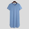 Fashion Men's Loose Sleepwear Casual Solid Nightgown INCERUN Patchwork Sleep Robes Short Sleeve V-Neck Homewear Robes S-5XL 2024