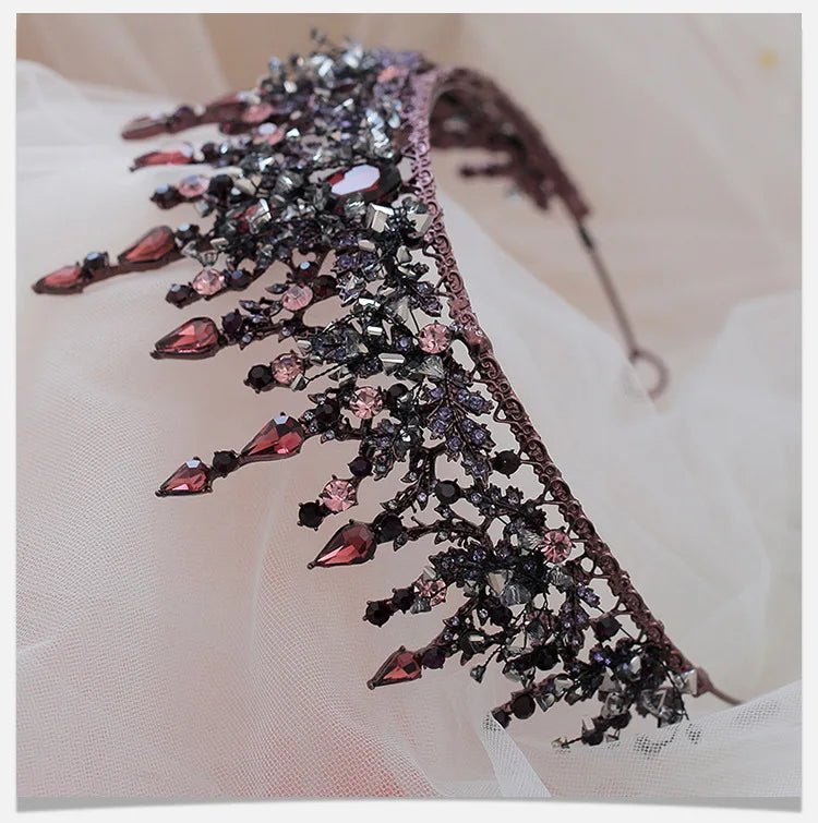 Vintage Baroque Headbands Purple Crystal Tiaras Crowns Bride Noiva Headpieces Bridal Wedding Party Hair Jewelry Rhinestone Crown