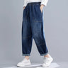 150Kg Plus Size Women's Spring Autumn Loose Big Pocket Jeans 6XL 7XL 8XL 9XL Literary High Waist Elastic Harem Trousers 2 Color