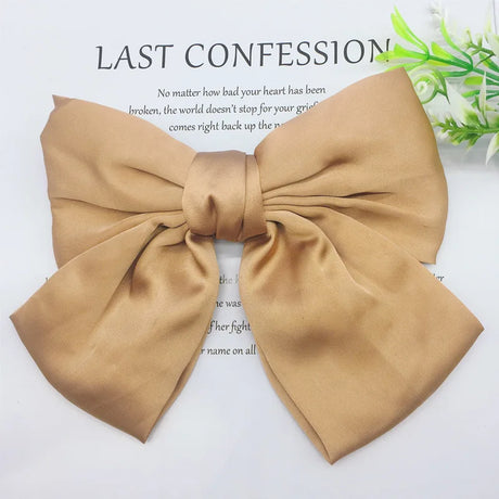 Fashion Ribbon Hairgrips Big Large Bow Hairpin For Women Girls Satin Trendy Ladies Hair Clip New Cute Barrette Hair Accessories