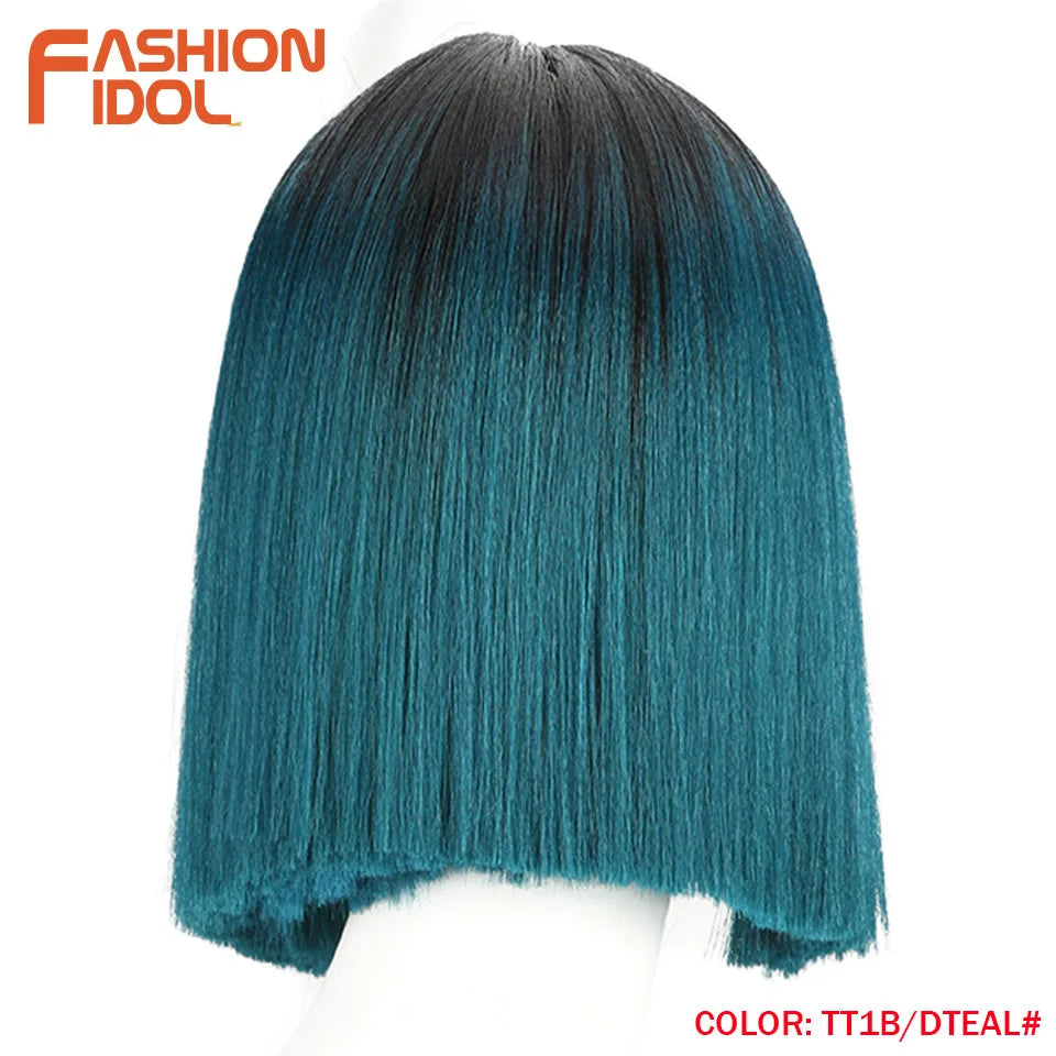 FASHION IDOL 10 Inch Bob Wigs Straight Hair Lace Wigs For Women Cosplay Wigs Heat Resistant Fake Hair Synthetic Free Shipping