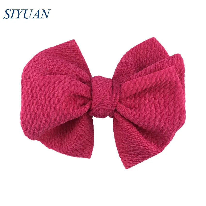 20pcs/lot High Quality 4.5'' Solid Seersucker Waffle Bow Knot with Clip Girl Party Headdress Accessories HDJ157