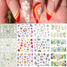 12 Designs Nail Stickers Set Mixed Floral Geometric Nail Art Water Transfer Decals Sliders Flower Leaves Manicures Decoration