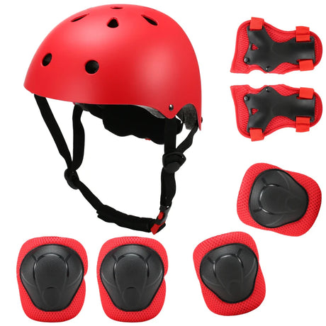 7Pcs Adjustable Pads Wrist Helmet Protector Set Kids Boy Girl Safety Helmet Knee Elbow Pad Set Skate Bicycle Helmet Safety Guard