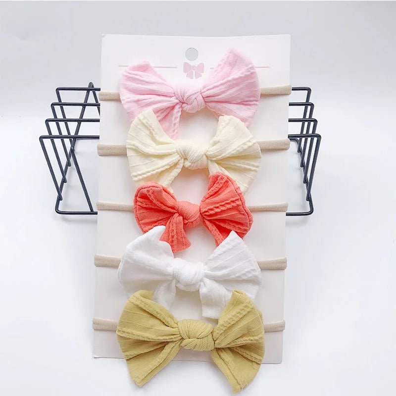 5pcs/Set Bowknot Elastic Hairband Baby Princess Christmas Day Gifts For Children Kids Toddler Girls Hair Accessories Headwear