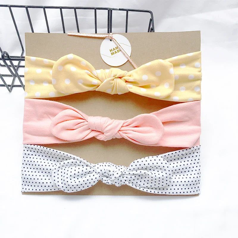 3pcs/lot Solid Nylon baby headband Bow Headbands For Cute Kids  Indian Turban Knot Rabbit Cotton Kids Hair Accessories