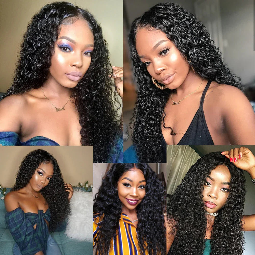 Kinky Curly Human Hair Wigs For Women Deep Wave Frontal Wig Water Wave Lace Front Wig 100% Brazilian Glueless Wigs On Promotion