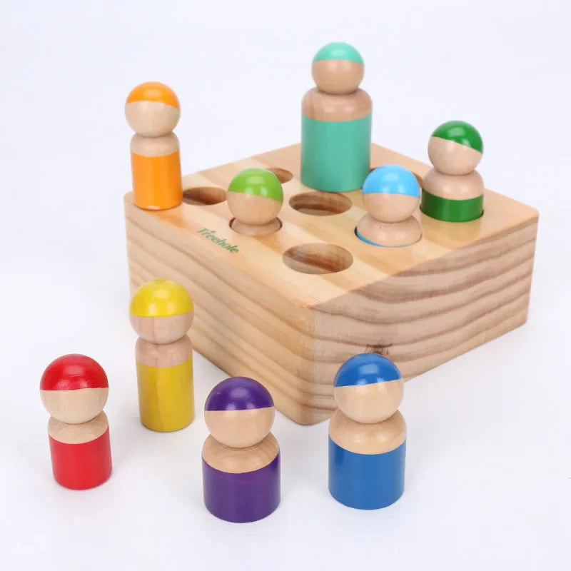 Wooden Rainbow Block Wood Stacking Toys Grimms Rainbow Building Blocks Balls Montessori Eductaional Toy Kids Rainbow Stacker