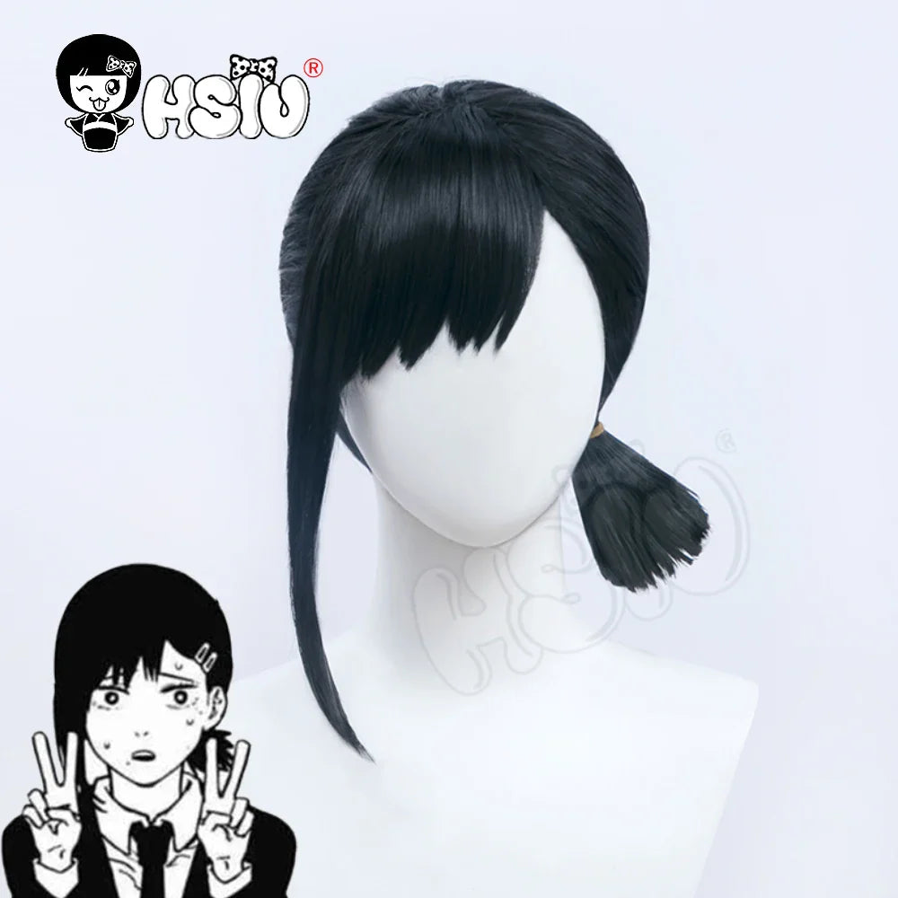 HSIU Higashiyama Kobeni Wig  Anime Chainsaw Man Cosplay Black bangs short hair +Free gift wig cap+Free hairpin