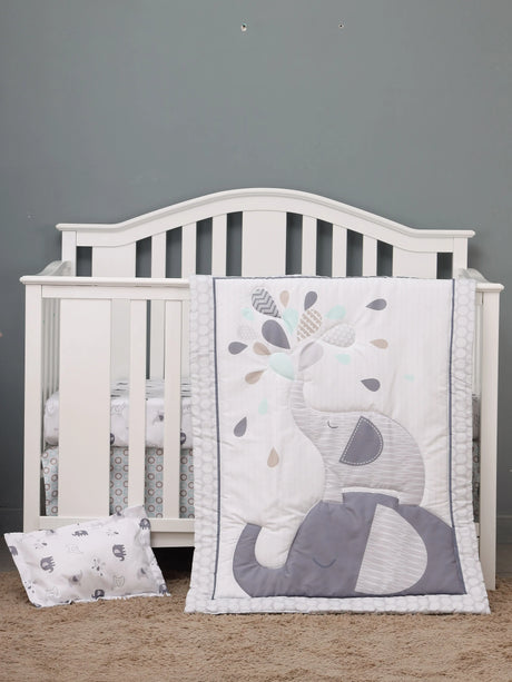 4 pcs Baby Crib Bedding Set for Girls and boys hot sale including quilt, crib sheet, crib skirt,pillow case