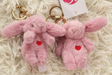 Cute cartoon plush Rabbit Keychain Love Pompom Trinket Baby Plush Toy Girl Bag Car Keychain Mobile Phone Pendant Jewelry Gift