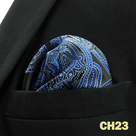 Blue Floral Paisley Mens Pocket Square Classic Silk Purple Hanky Business Fashion Handkerchief Wedding