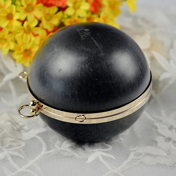 14 cm or 18 cm round shape metal box clutches with black plastic surface diy handbag accessories metal bag frames evening bags