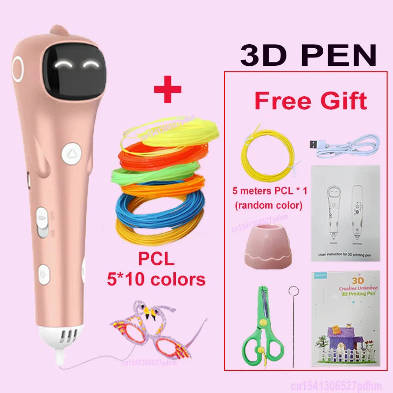 Creative 3D Pen for Safe DIY Art - Low Temp Anti-Scald PCL Filament Drawing Tool for Kids - Perfect Gift for Christmas & Birthdays!