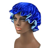 Oversized Plain Satin Bonnet For Women 2 Layers Head Wrap Bonnet Nightcap Satin Cheveux Nuit Hair-Waving Cap Hair Accessories