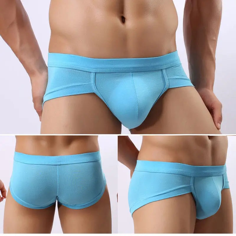 Hirigin New Fashion Pure Cotton Men Sexy Bulge Briefs Solid Color Mid Waist Boxer Triangle Trunks Casual Breathable Underpants