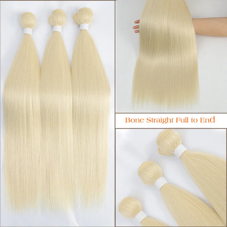 Straight Hair Bundles Extensions Smooth Ombre Hair Weaving 36Inch Super Long Synthetic Straight Hair Bundles Full to End