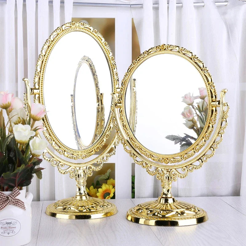 2024 New 2 Sides Makeup Mirror Stand Table Cosmetic Mirror Plastic Dresser Mirrors Tools