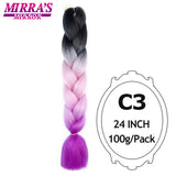 Jumbo Braiding Hair Extensions 24inch Ombre Hair For Braids 5Pcs Box Braid Yaki Texture Synthetic Fiber Fake Hair Mirra’s Mirror