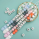 TYRY.HU 50-500Pcs 12mm Silicone Letter Beads BPA-Free Colorful Alphabet Silicone Chewing Beads DIY Baby Teething Toy Accessories