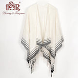 Cashmere Winter Warm Ponchos And Capes For Women Foulard Femme Shawls and Wraps Stripped Pashmina Female Bufanda Mujer