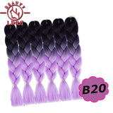 Synthetic Ombre Hair Jumbo Crochet Braiding Hair For Women Blonde Golden Green Brown Colorful Hair 6packs 24Inch 100G Wholesale