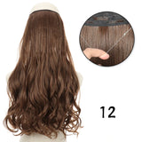 Hair Extensions No Clips Synthetic Fake Hair Ombre Pink Blonde Brown Black Natural Wavy Curly False Hair Piece For Woman