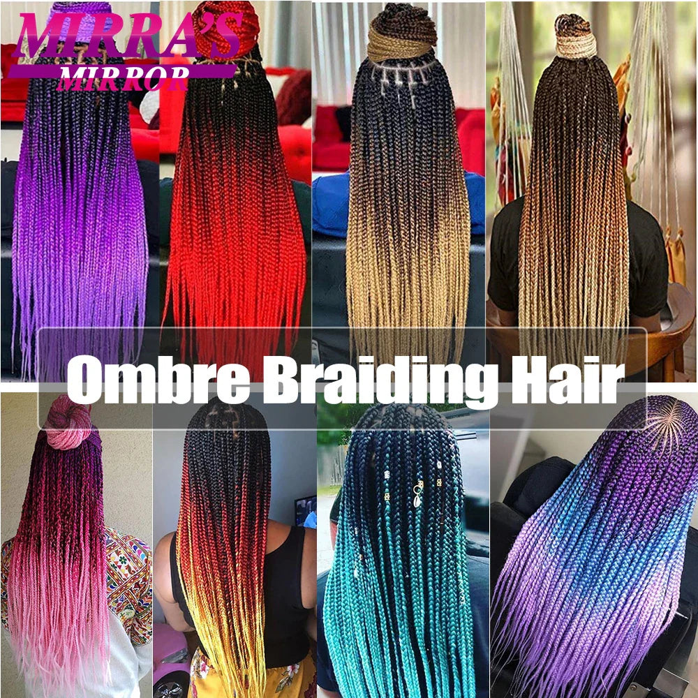 Jumbo Braiding Hair Extensions 24inch Ombre Hair For Braids 5Pcs Box Braid Yaki Texture Synthetic Fiber Fake Hair Mirra’s Mirror