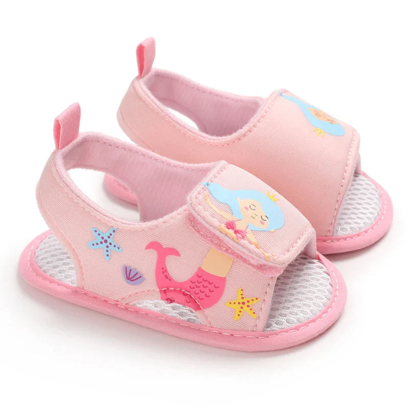 Summer Fashion Newborn Pink Baby Shoes Non-slip Cloth Bottom Shoes For Girls Elegant Breathable Leisure Baby First Walking Shoes