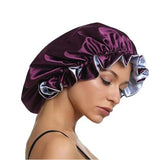 Oversized Plain Satin Bonnet For Women 2 Layers Head Wrap Bonnet Nightcap Satin Cheveux Nuit Hair-Waving Cap Hair Accessories